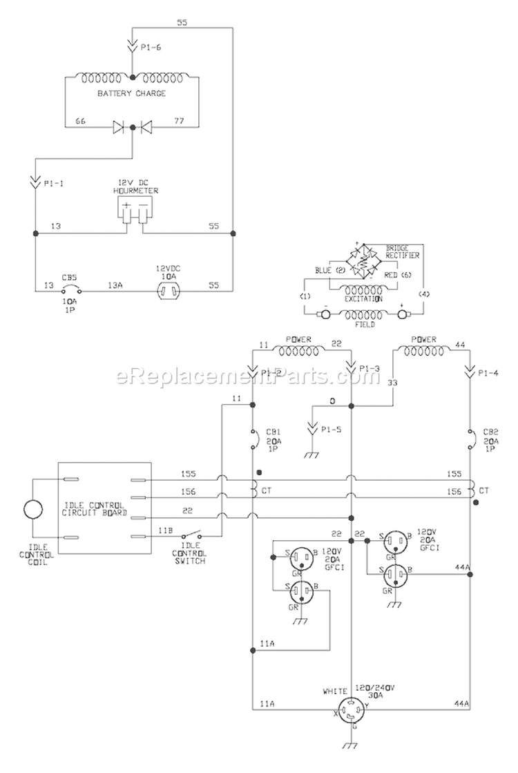 Page E Diagram and Parts List for 1648-1  Briggs and Stratton Generator